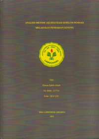 Analisis metode aklimatisasi sebelum pendaki melakuk pendakian gunung