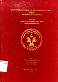 DAMPAK PERNIKAHAN DINI TERHADAP MUNCULNYA PROBLEM MARITAL (KHUSUSNYA DI DKI JAKARTA)