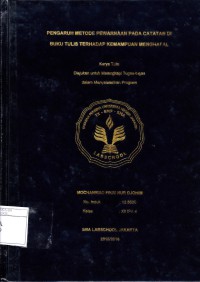PENGARUH METODE PEWARNAAN PADA CATATAN DI BUKU TULIS TERHADAP KEMAMPUAN MENGHAFAL