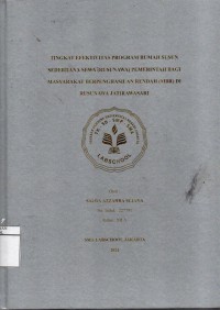 Image of Tingkat Efektivitas Program Rumah Susun Sederhana Sewa (Rusunawa) Pemerintah bagi Masyarakat Berpenghasilan Rendah (MBR) di Rusunawa Jatirawasari